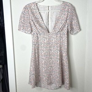 Floral Print Open Back Mini Dress